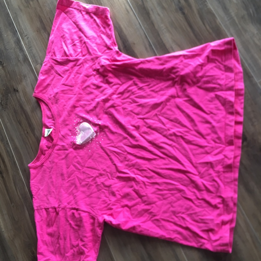 Pink Heart T-Shirt Womens Size XL Sparkle Top